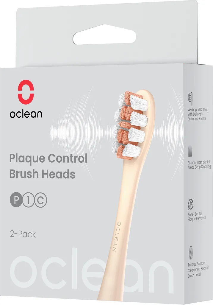 Oclean P1C8 Plaque Control Golden - Têtes anti-plaque pour X Pro Digital