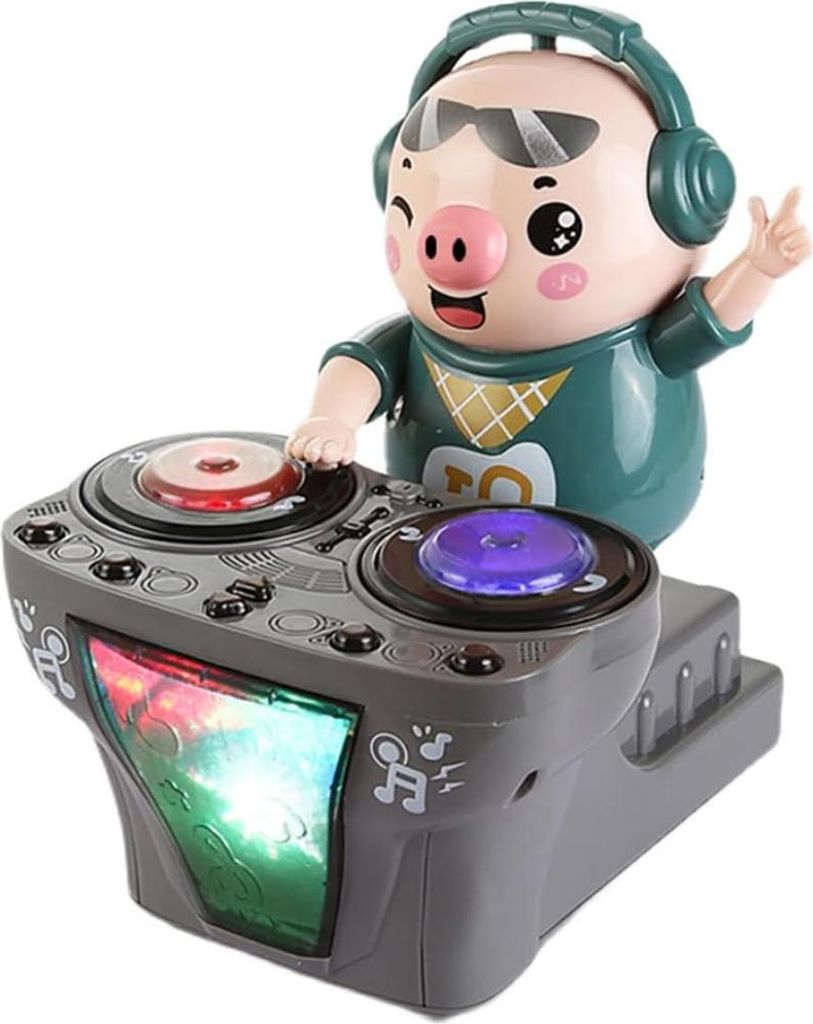 Elektrische DJ Disc Piggy Swinging Bar Bunte Lichter Dynamische Musik Rock Pig Kinderspielzeug(5 Songs)