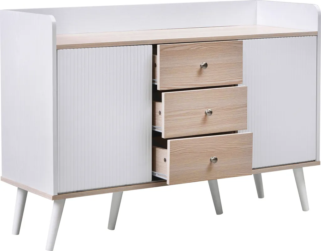 Commode de Salon et Salle à Manger Blanche, Buffet de Rangement 117 cm - 7