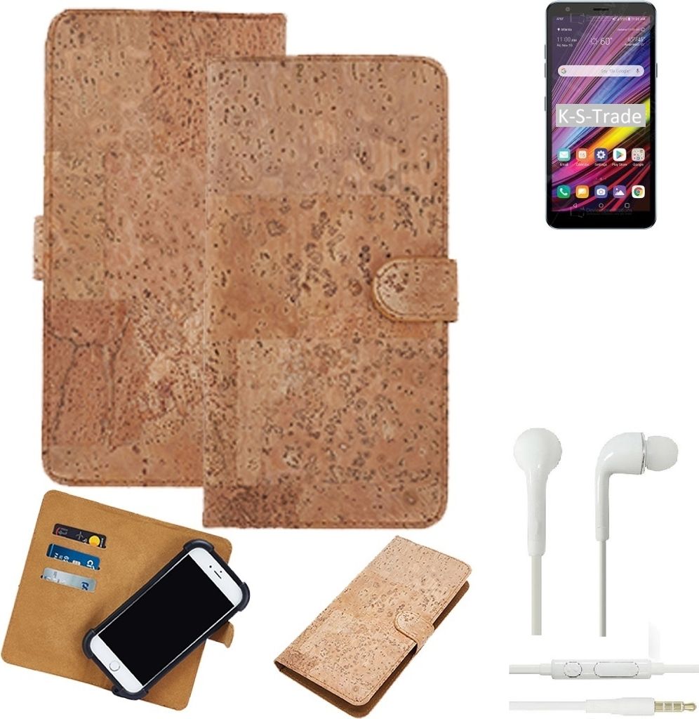K-S-Trade Hülle kompatibel mit LG Electronics Neon Plus + in ear Kopfhörer Kork Handyhülle Cover Schutzhülle TPU Case Bumper in Hellbraun, (1x)