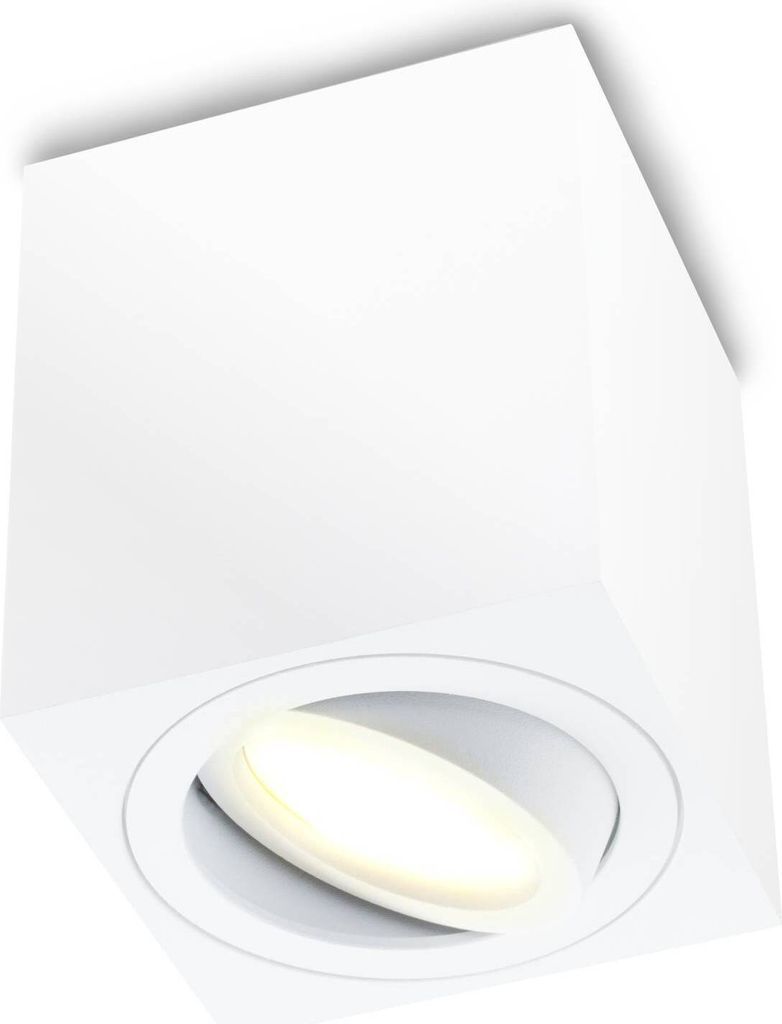 LUMILED Aufbaustrahler Aufbauspot, Aufputz Deckenlampe, Aufbauleuchte Deckenspot, eckig, schwenkbar 15°, in weiß, Spot Downlight aus Aluminium, G...