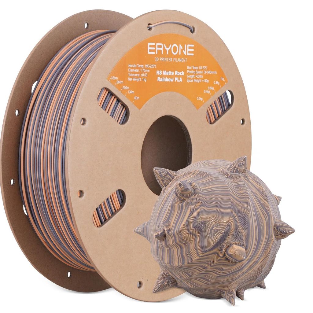 PLA 3D-Drucker Filament - Matte Rock Rainbow - Mattes Multicolor Rainbow - 1 kg Spule - Hohe Druckgeschwindigkeit - Totem Carving