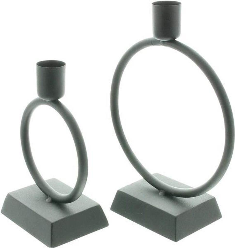 2x Stabkerzenhalter "Ring" aus Metall, matt schwarz, 14 + Produktbild 3