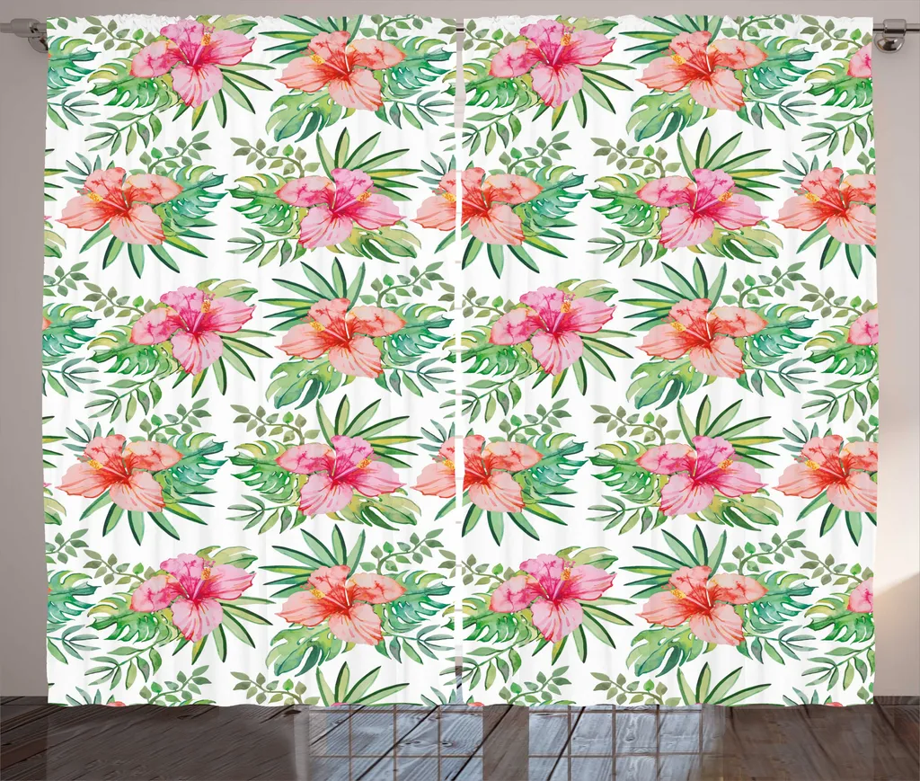 Rideau de Salon Exotique Rose Vif pour Grande Fenêtre de 280 x 225 cm
