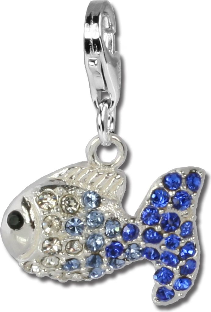 SilberDream blau Charm Fisch Zirkonia Silber Charms Anhänger GSC001