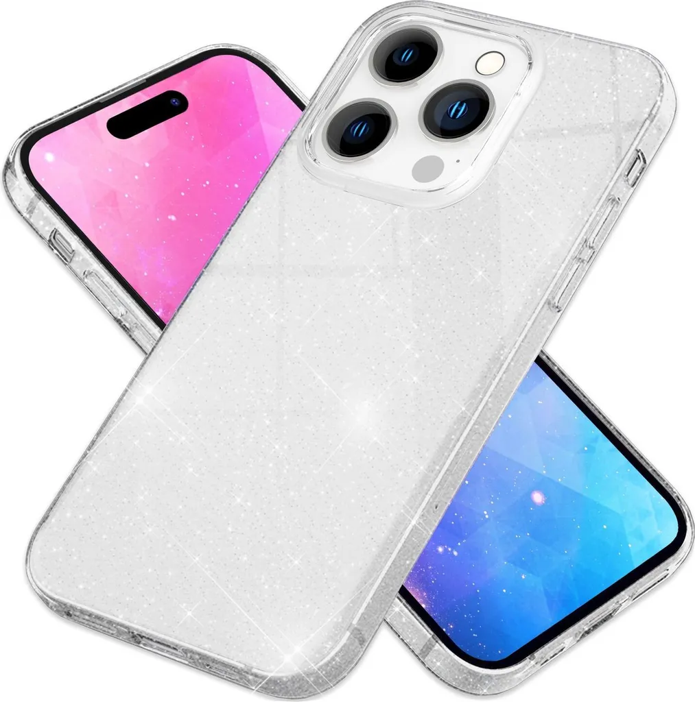 Custodia iPhone 14 Pro Max Glitter Argento Diamond - Cover Bling Luxury