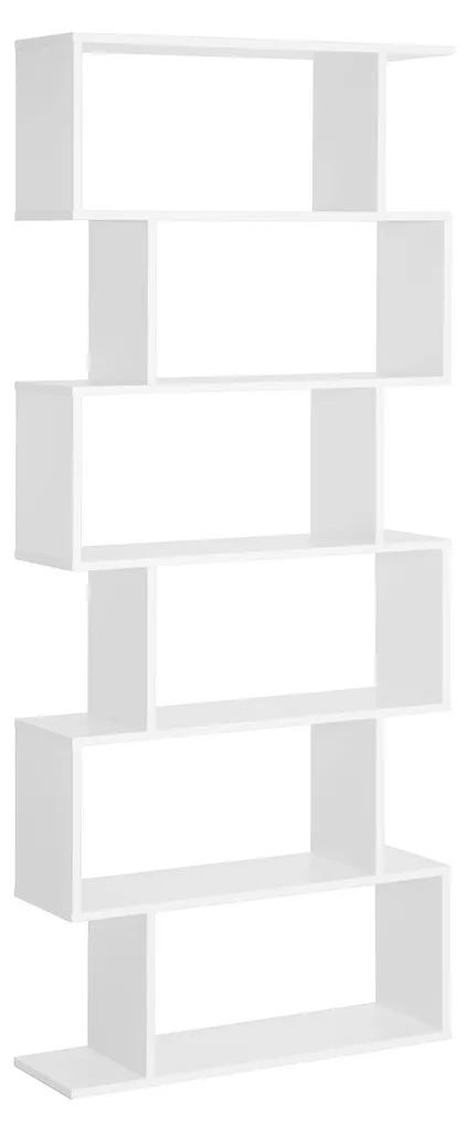 Bibliothèque étagère séparateur de pièce zig zag blanc 6 niveaux 192cm