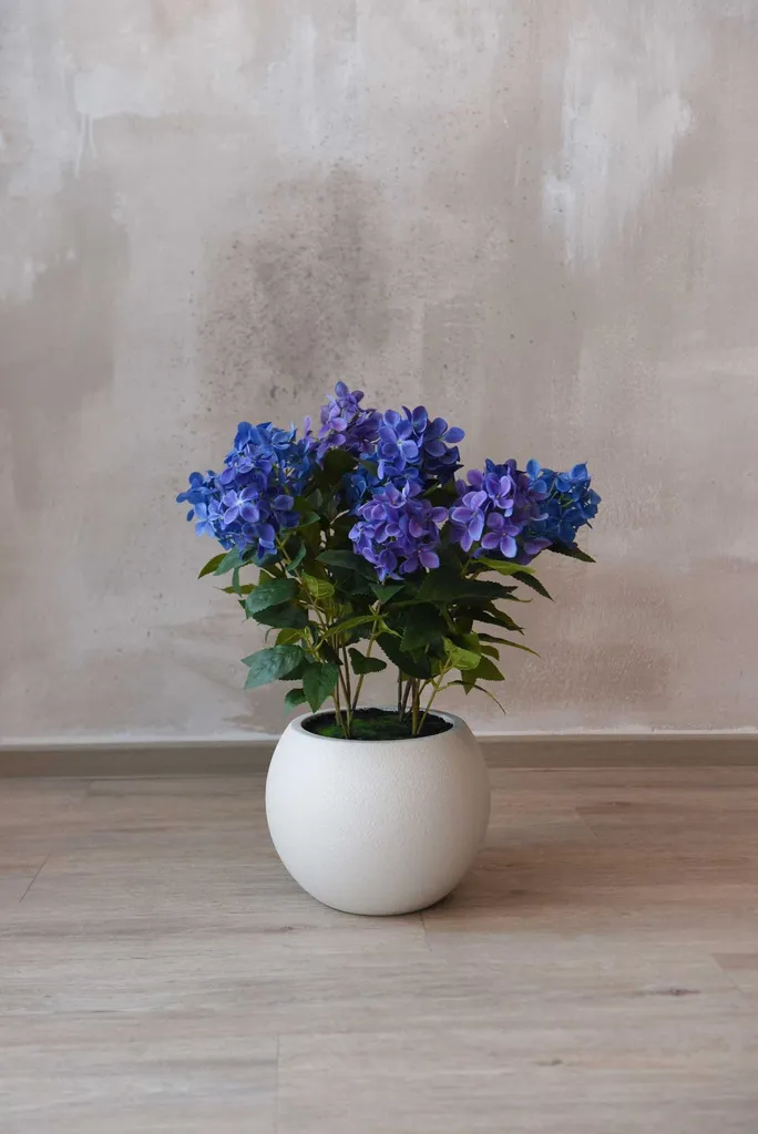 VIVANNO Ortensia Blu Artificiale con Vaso 60x60 cm - Decorazione Realistica - 3