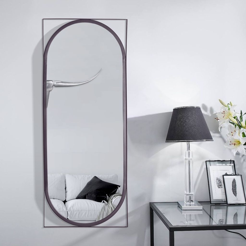 Wandspiegel 37x91 cm Metall Design Hängespiegel Schwarz, Eisen Dekospiegel Rechteckig mit Rahmen, Spiegel Wand Groß, Flurspiegel Länglich, Garde...
