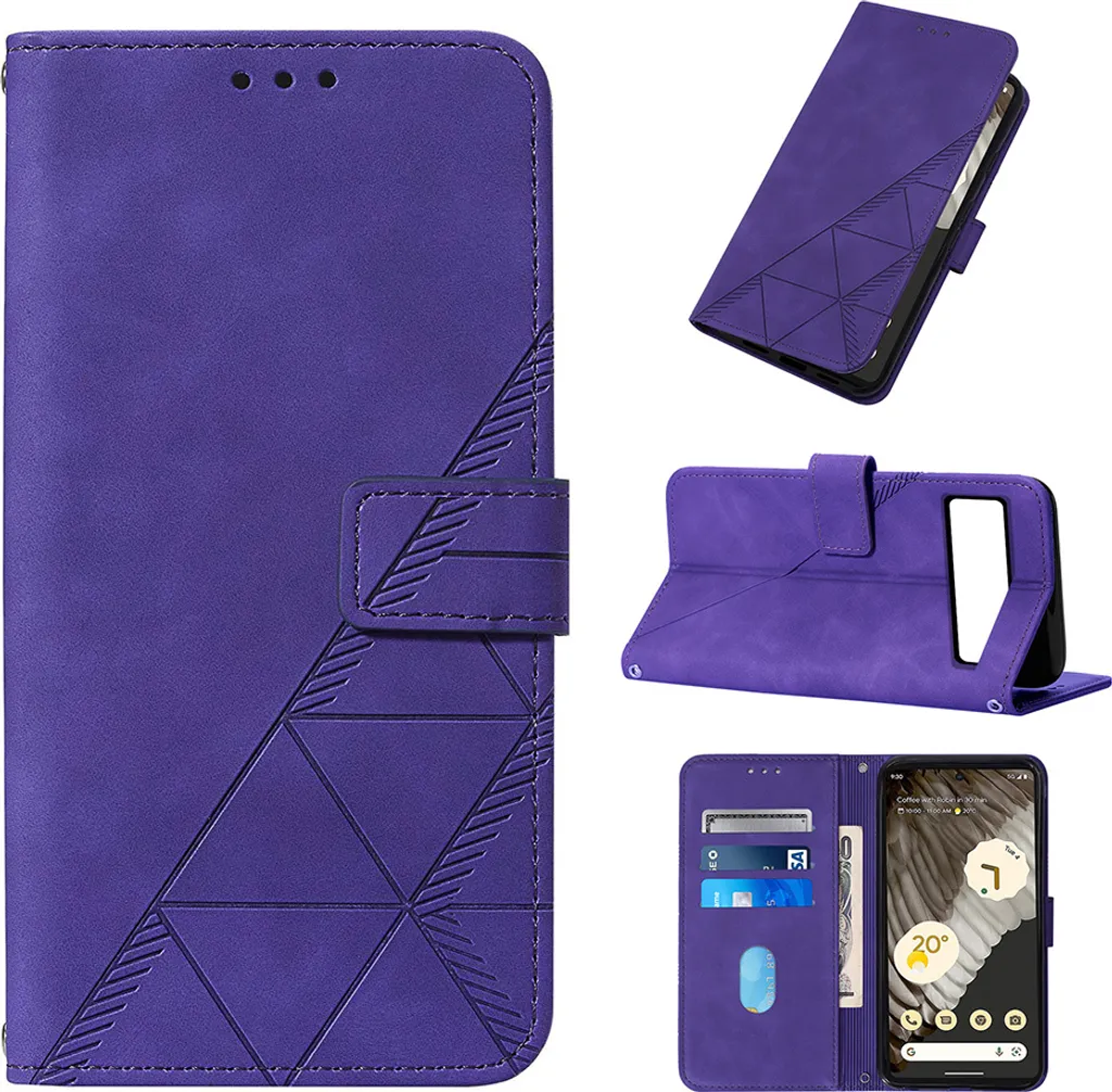 Custodia Google Pixel 8 Portafoglio Viola Goffrata | Protezione Casa