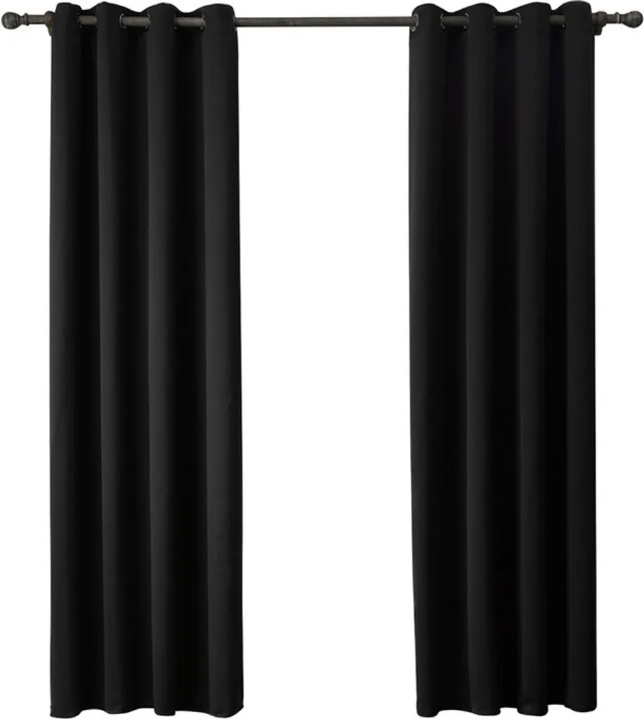 Rideau Anti Chaleur et Lumière Noir 100% Occultant pour Fenêtre Standard
