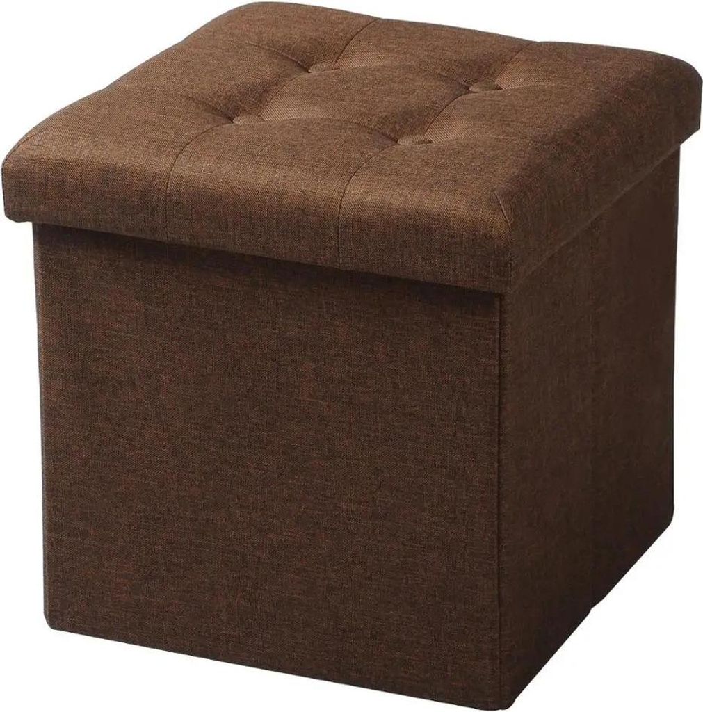 Sitzhocker mit Stauraum - Faltbarer Truhenhocker/Ottoman - Leinenbezug - Maße 37,5×37,5×38 cm - Volumen 40 L - Belastbar bis 300 kg - Stabile E1...
