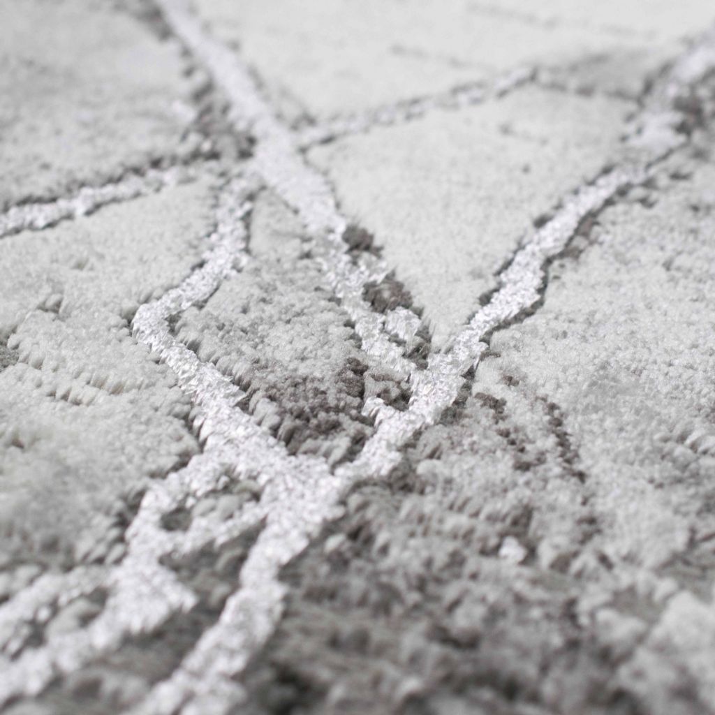 Tapis De Salon Carpetia Abstrait Gris Argenté - 160x230cm, Polypropylène, Facile Entretien