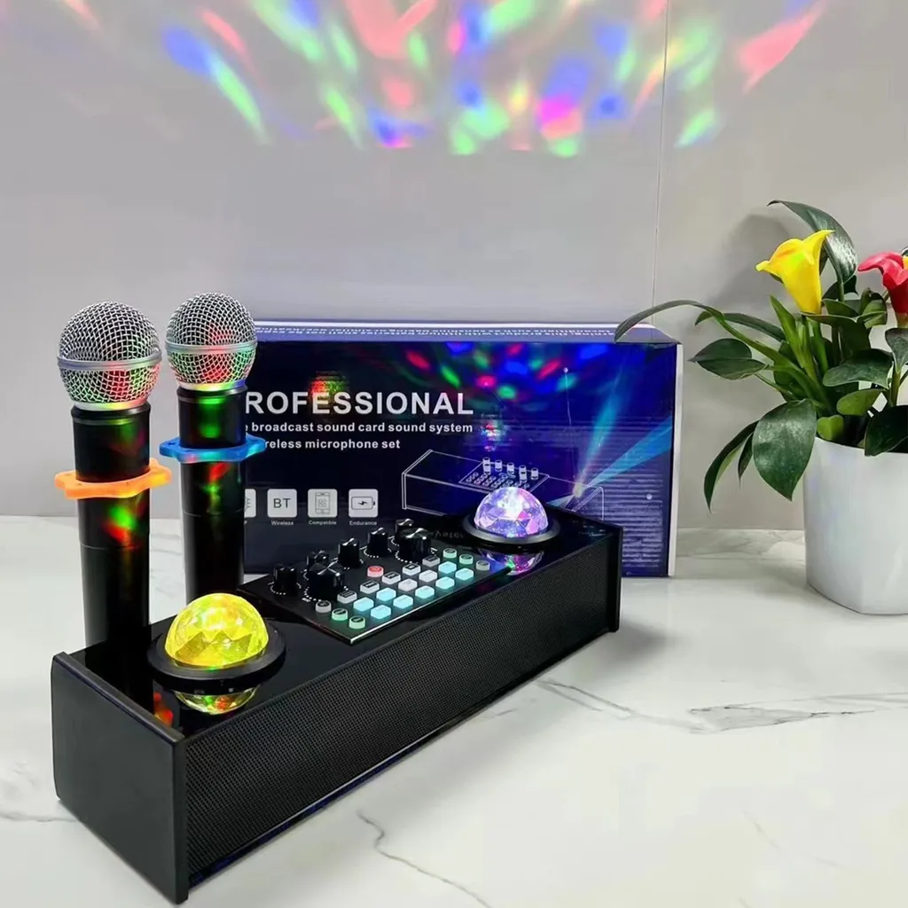 Console de Mixage Karaoké ZELURXX avec Effets LED et Micros Dynamiques