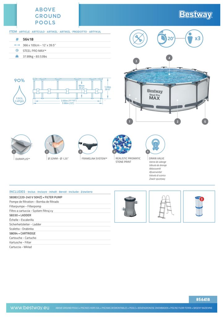 Steel Pro Max™ Frame Pool Komplett-Set, rund, mit Produktbild 67