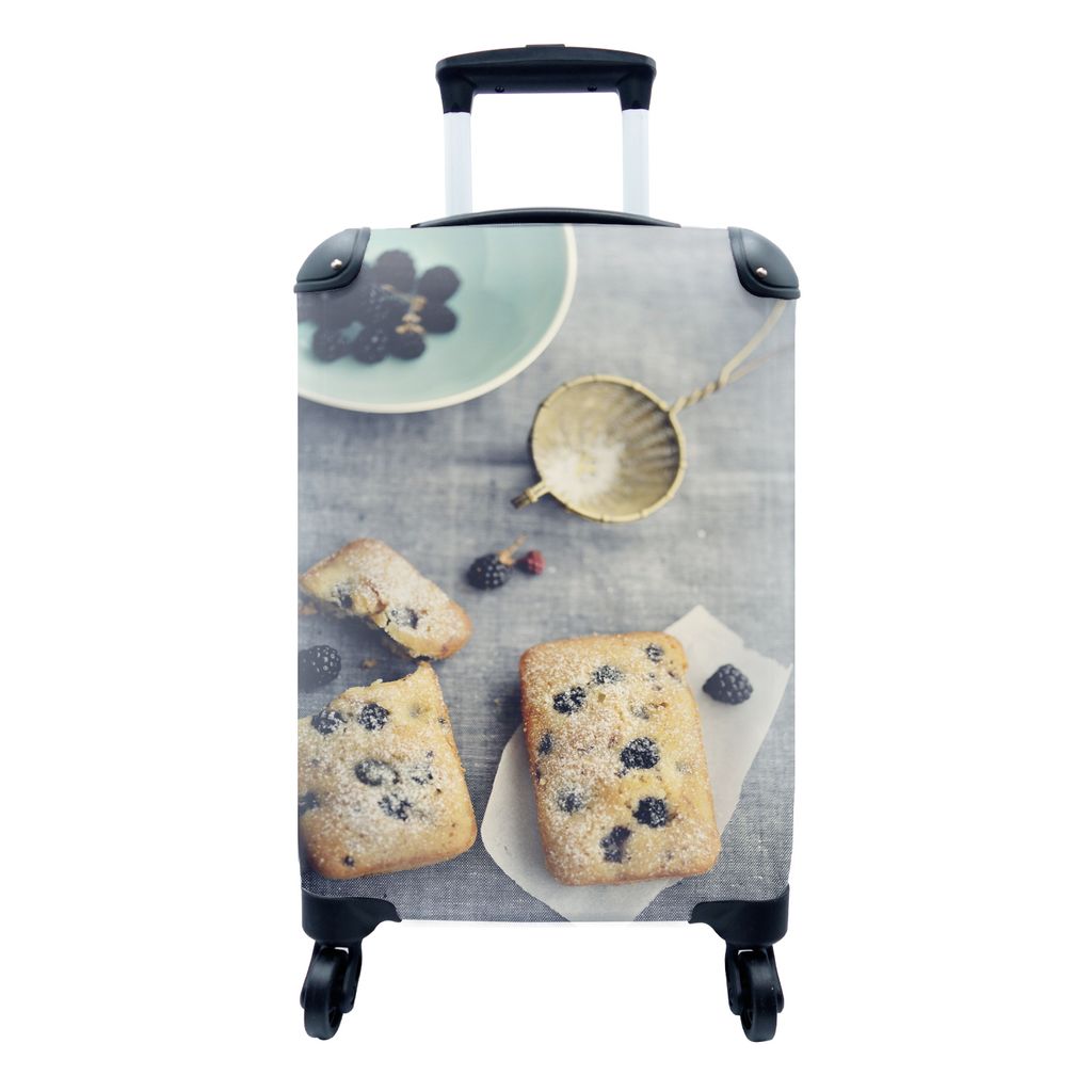 MuchoWow Koffer Handgepäck Trolley Rollkoffer Kleine Reisekoffer mit 4 Rollen - Französisch - Gebäck - Beeren - Cabin Size < 55x40x23 cm & 55x...