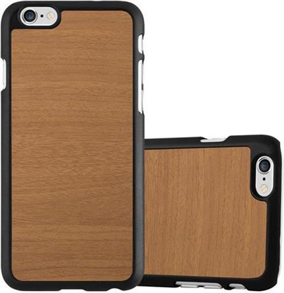 Cadorabo Hülle für Apple iPhone 6 / 6S Schutz Hülle in Braun Hard Case Etui Holz Optik Handyhülle