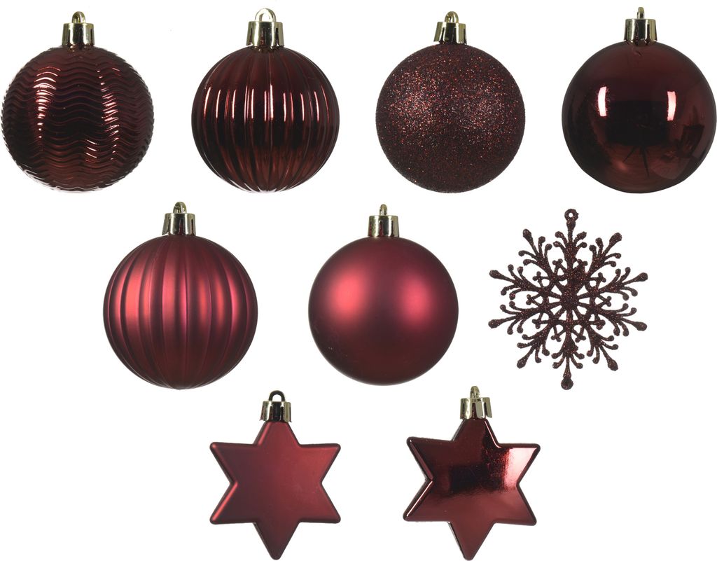 DECORIS Weihnachtskugeln Mix 023920 bruchfest rot 40St