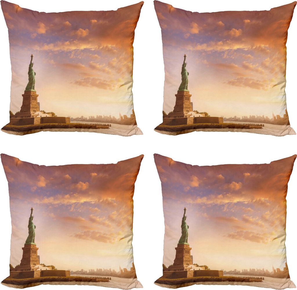 ABAKUHAUS Landschaft Kissenbezug Set (4 Stück), USA New York Landschaft, Moderner Doppelseitiger Digitaldruck, 60 cm x 60 cm, Mehrfarbig