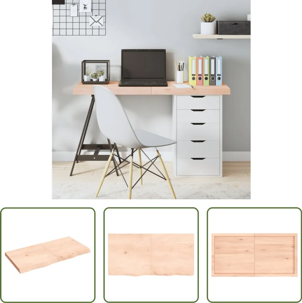 Piano Tavolo Rovere Massiccio 120x60 cm Non Trattato | The Living Store