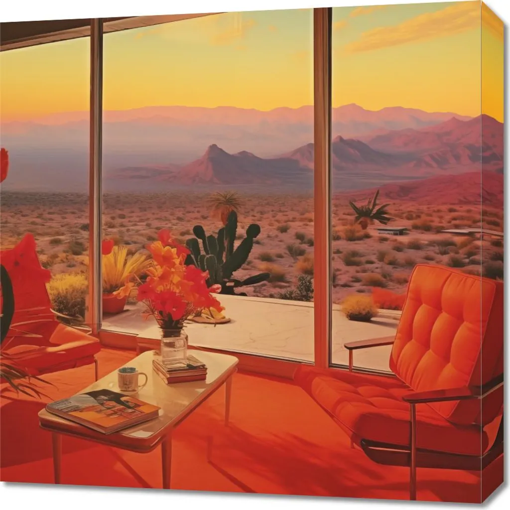Quadro 60x60 cm Seduta nella casa nel deserto