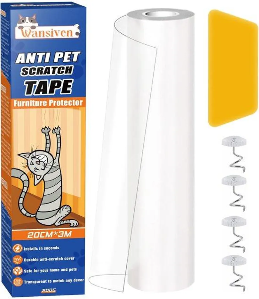 Film Protection Meuble Anti-Rayures Bleu 20cm x 3m - Idéal Chocs Animaux