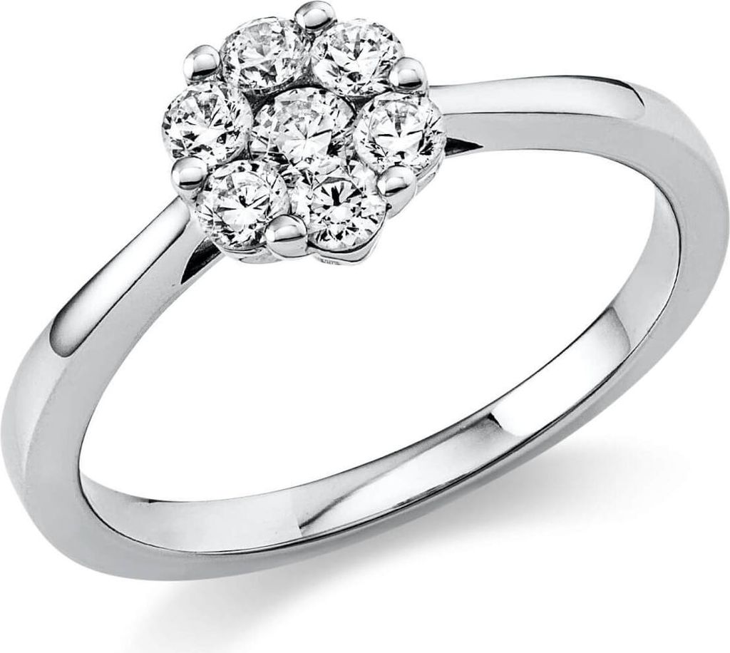 Ring Blume 750 Weißgold 6 Brillanten 0,3ct TW-SI 1 Brillant Produktbild 