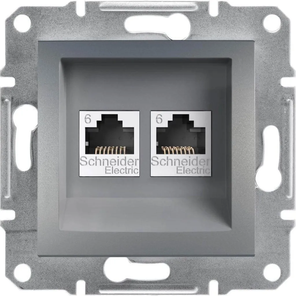 Prise réseau 2x Cat.6 Schneider Asfora EPH4800162 blanc sans cadre fixe