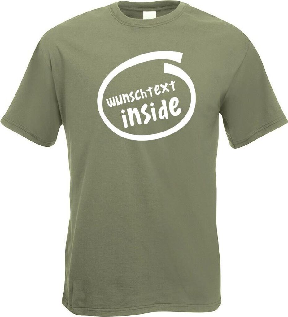 Kiwistar - T-Shirt - Olive - Wunschtext Inside Motiv Bedruckt Funshirt Design Print - mit Motiv Bedruckt - Funshirt Design - Sport - Freizeit - Her...