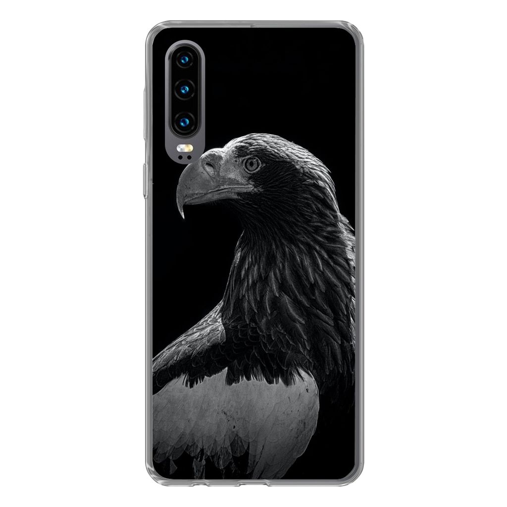MuchoWow Handyhülle Schutzhülle Hülle für Huawei P30 Adler - Nahaufnahme - Schnabel Silikon Softcase Handy Hülle - Kartenbesitzer