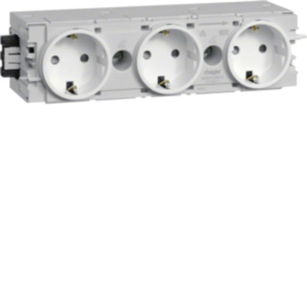 Solution multiprise triple GS30009016 montage rapide rail C-Profil blanc