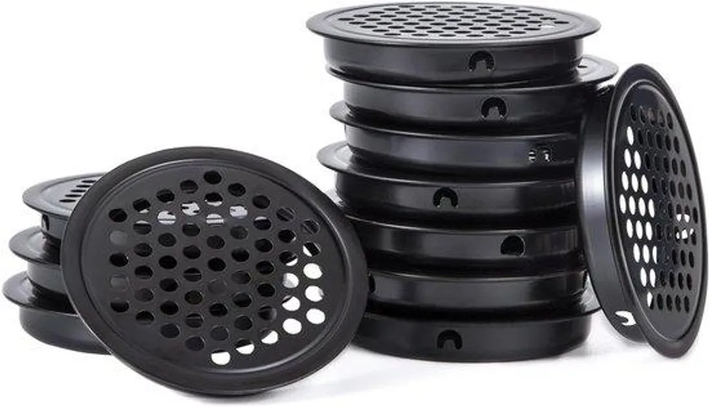 Aérateur Circulaire de Meuble 53 mm Noir Inox - Grille de Ventilation x12