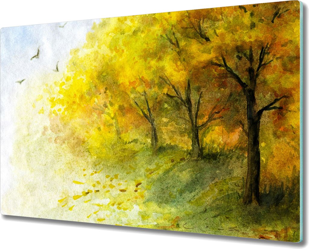 Coloray Kochplattenabdeckung Herdabdeckplatte 80x52 cm Hackbrett Schneidebrett Küchenbrett - Vögel Natur