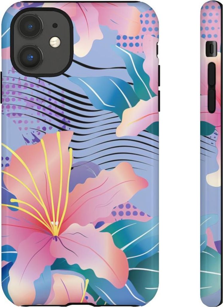 Abstraktes Blumenmuster in Pink – Hülle Kompatibel mit iPhone 11
