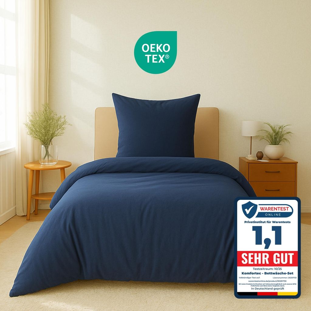 Komfortec Premium Bettwäsche 155x220 cm Bettbezug + 80x80 Produktbild 