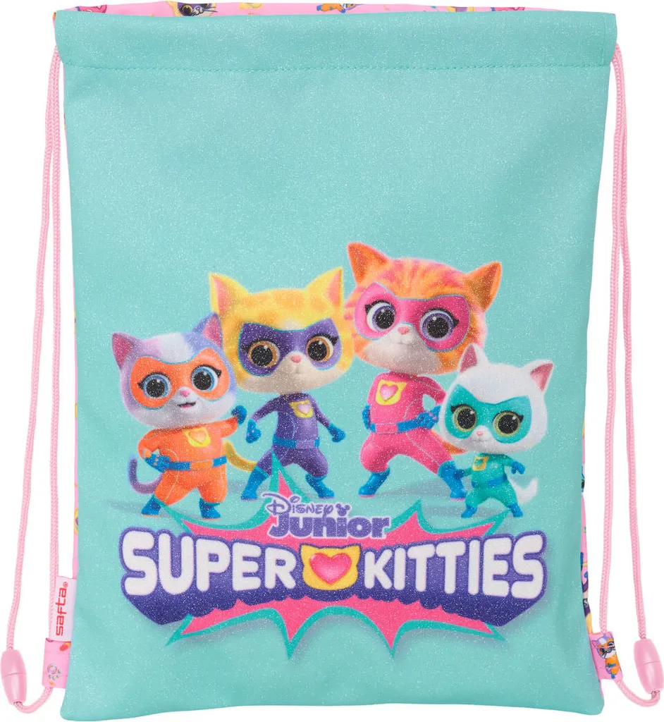 Zainetto Sacca SuperKitties Rosa Turchese - Borsa Leggera Bambina
