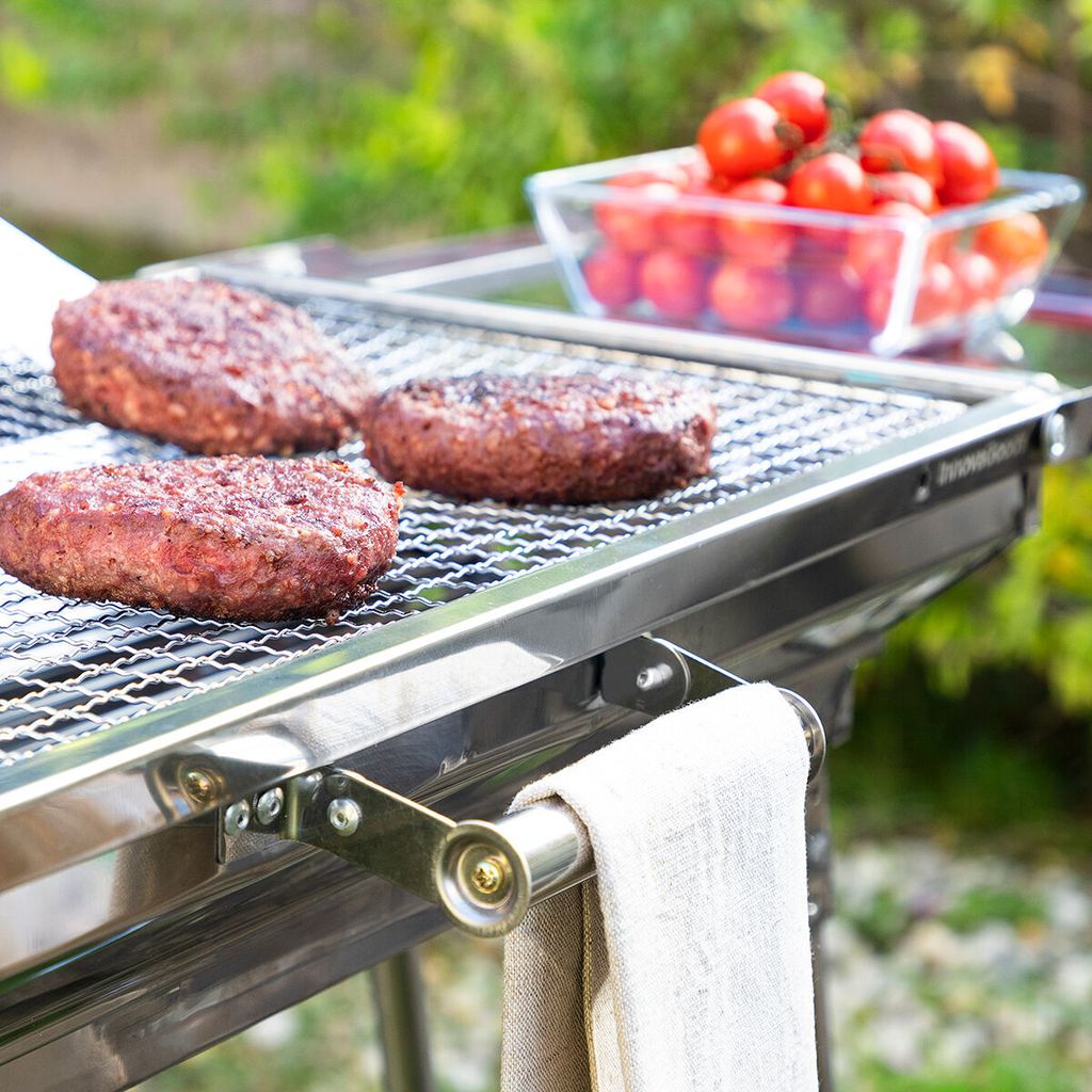 Mangal Holzkohlengrill Edelstahl – Klappbarer BBQ Grill Mit 14 Spießen, Großem Rost & Ascheschublade Für Garten, Terrasse & Camping