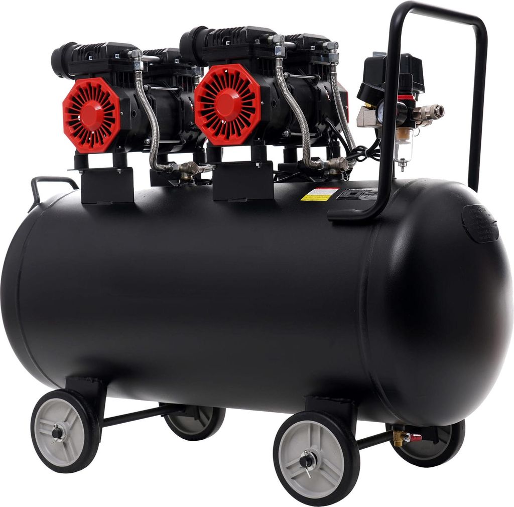 KRAFT&DELE | Flüster Kompressor Ölfrei, Luftkompressor, 100L, 2x1500W, für Hausreparatur, Reinigung der Fußbodenheizung, Blechlackierung, Stahl...