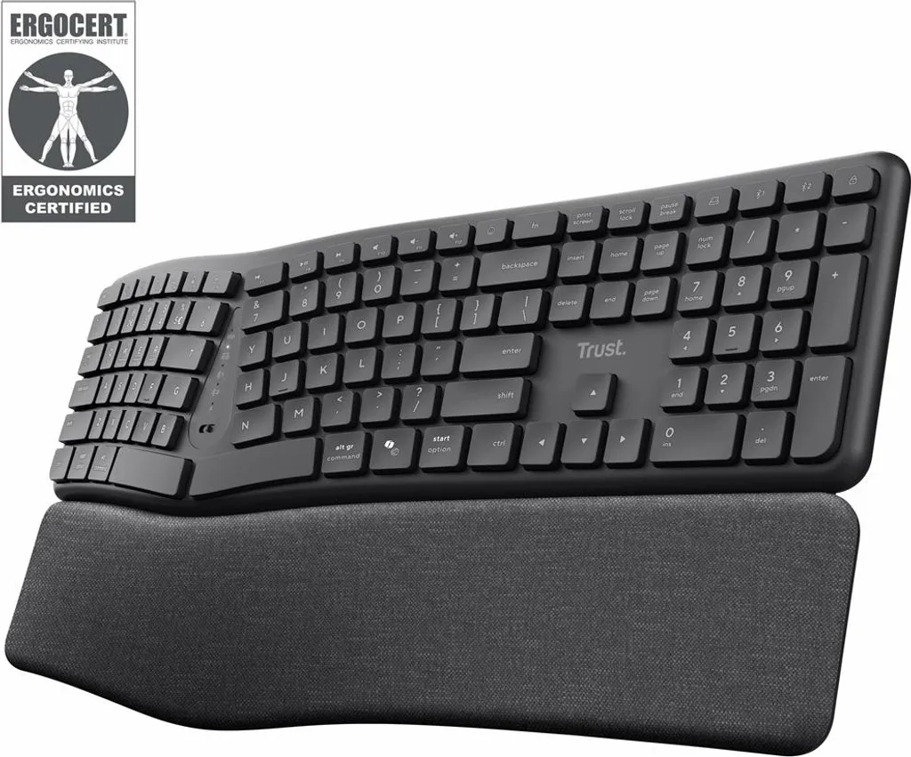 Clavier Sans Fil pour Travail de Bureau Trust Keyra Ergo Multi Wrls US