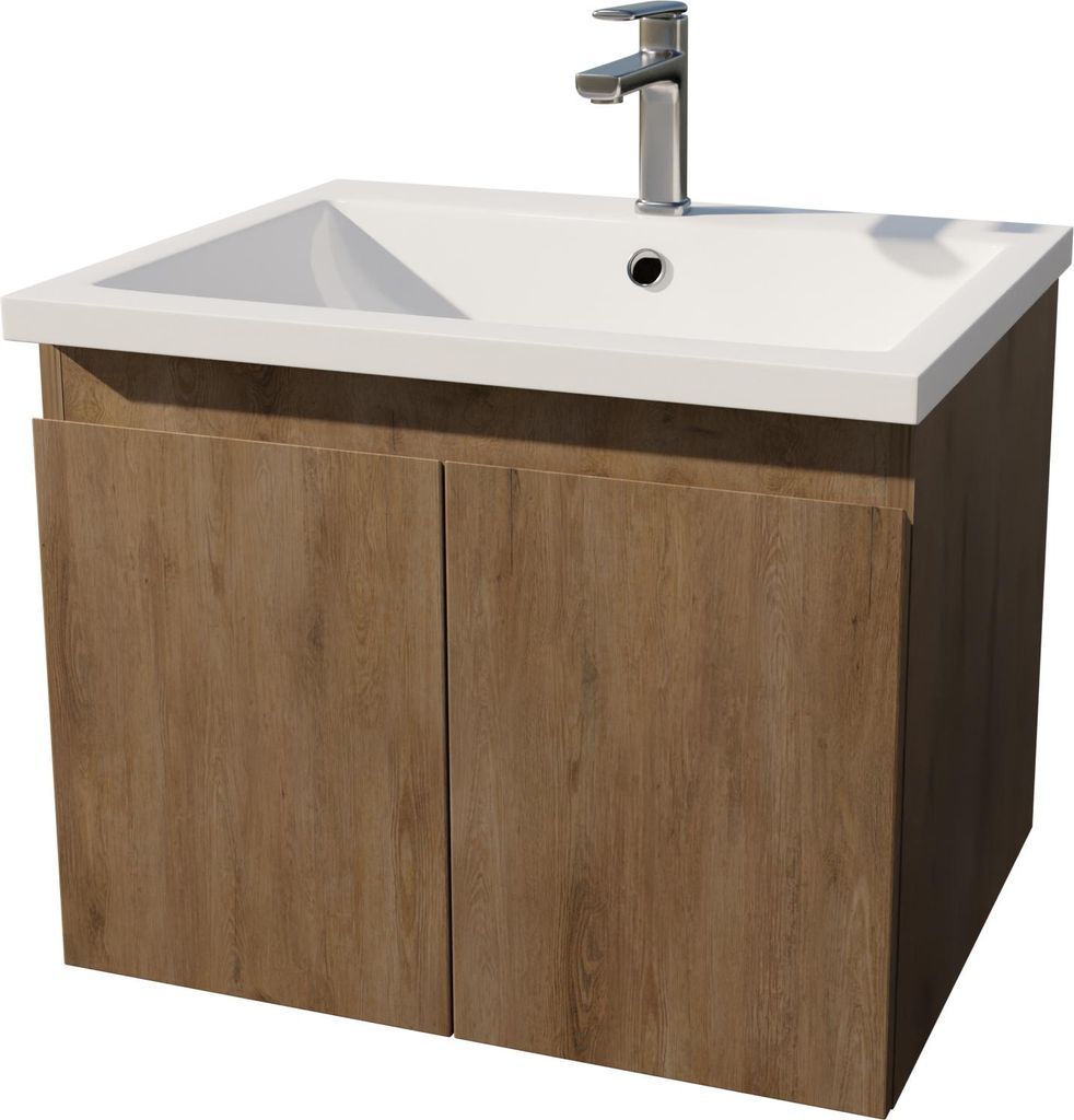 Meuble de salle de bains 60cm à SuspendreReproduction Bois Image du produit 