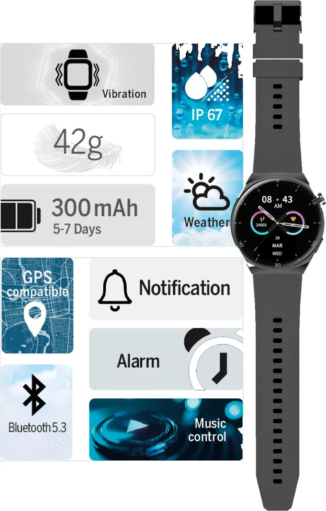 Bracelet connecté Beafon Smartwatch 401 pour gérer vos notifications