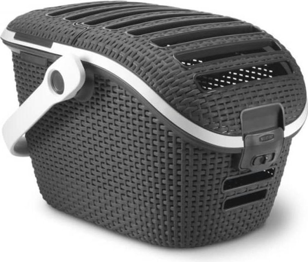 Tiertransportkorb, Curver, 51x38x33 cm, Anthrazit, Rattan Design, Sicherheitsverschluss