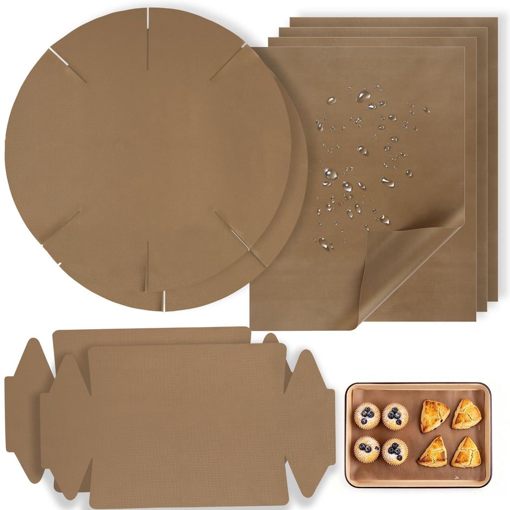 Wiederverwendbare Backbleche, 8-teiliges Set, wiederverwendbares Backpapier, hitzebeständig, Antihaftbeschichtung, zuschneidbar, geeignet zum Back...
