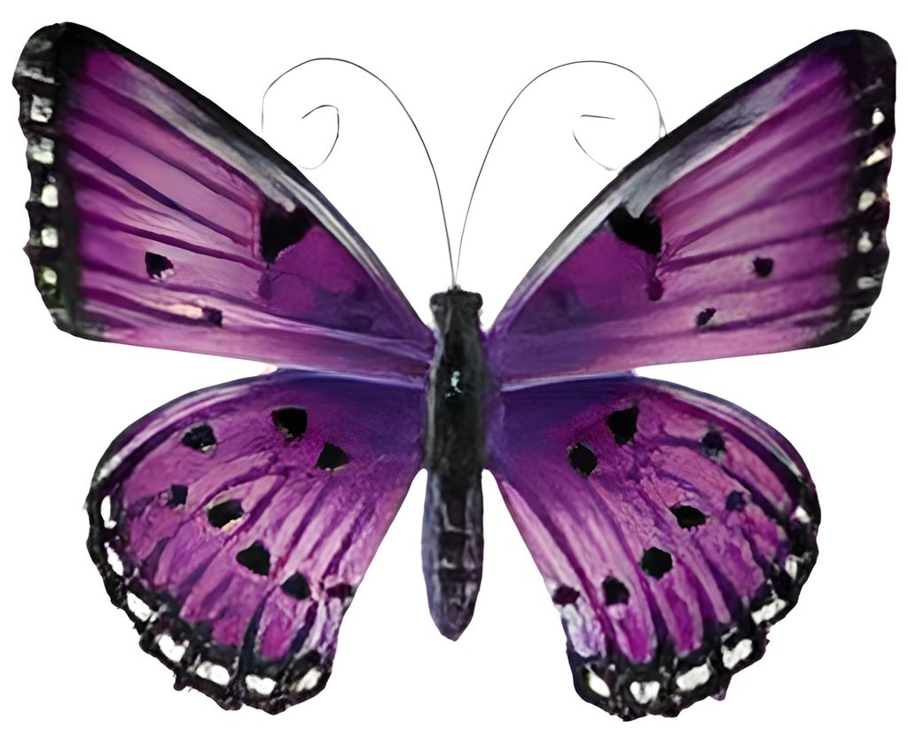 Pro Garden Wanddekoration Schmetterling - lila - 34 x 28 cm - Metall - Wanddekoration / Zaun / Gart