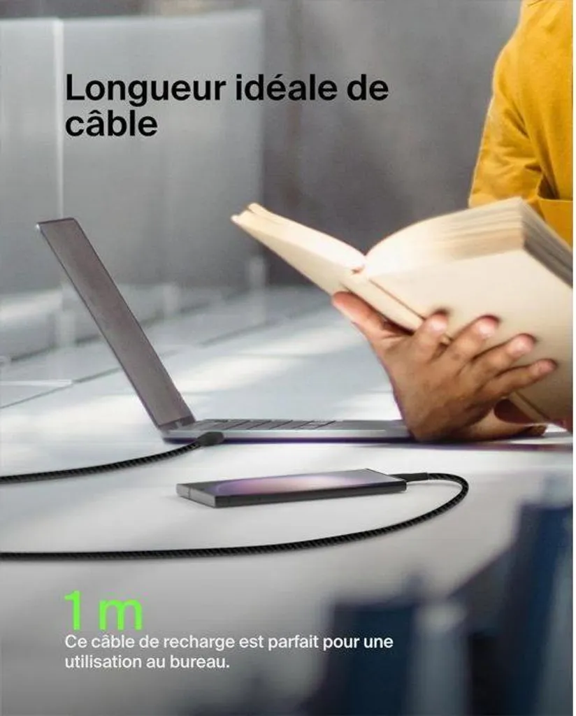 Cavo Belkin USB-C Intrecciato 1m - Testato 30.000 Piegature - Nero