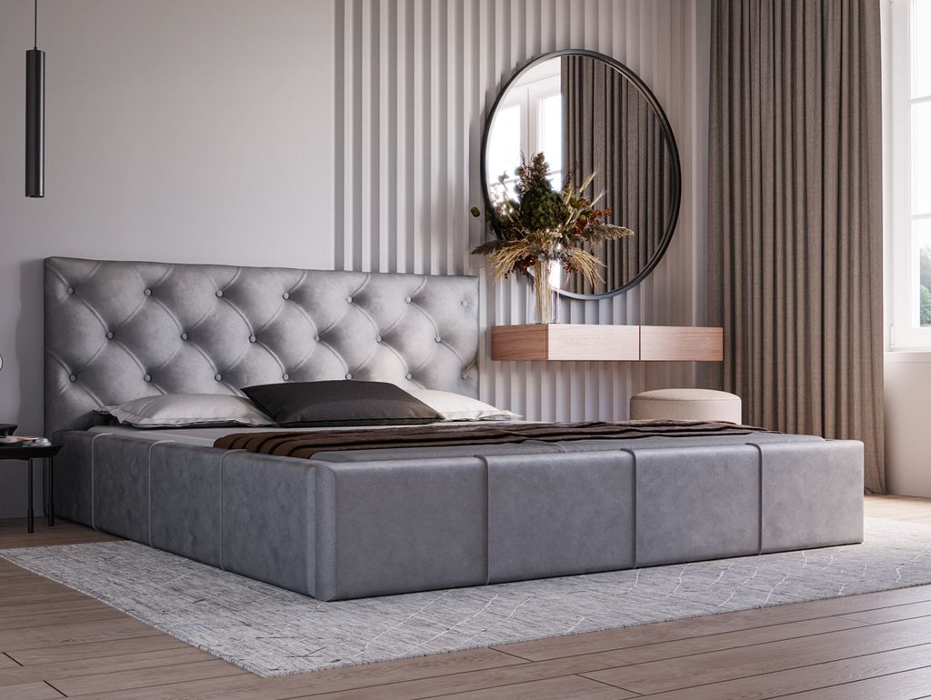 Elegantes Polsterbett 160x200 NURIA 1 - grau