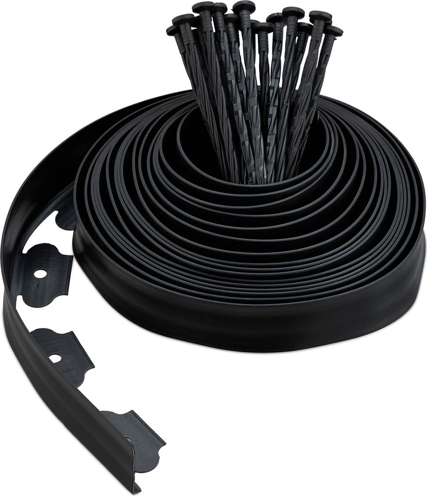 Relaxdays Bordo per prato 10 m, H: 5 cm, 30 picchetti, Immagine del prodotto 