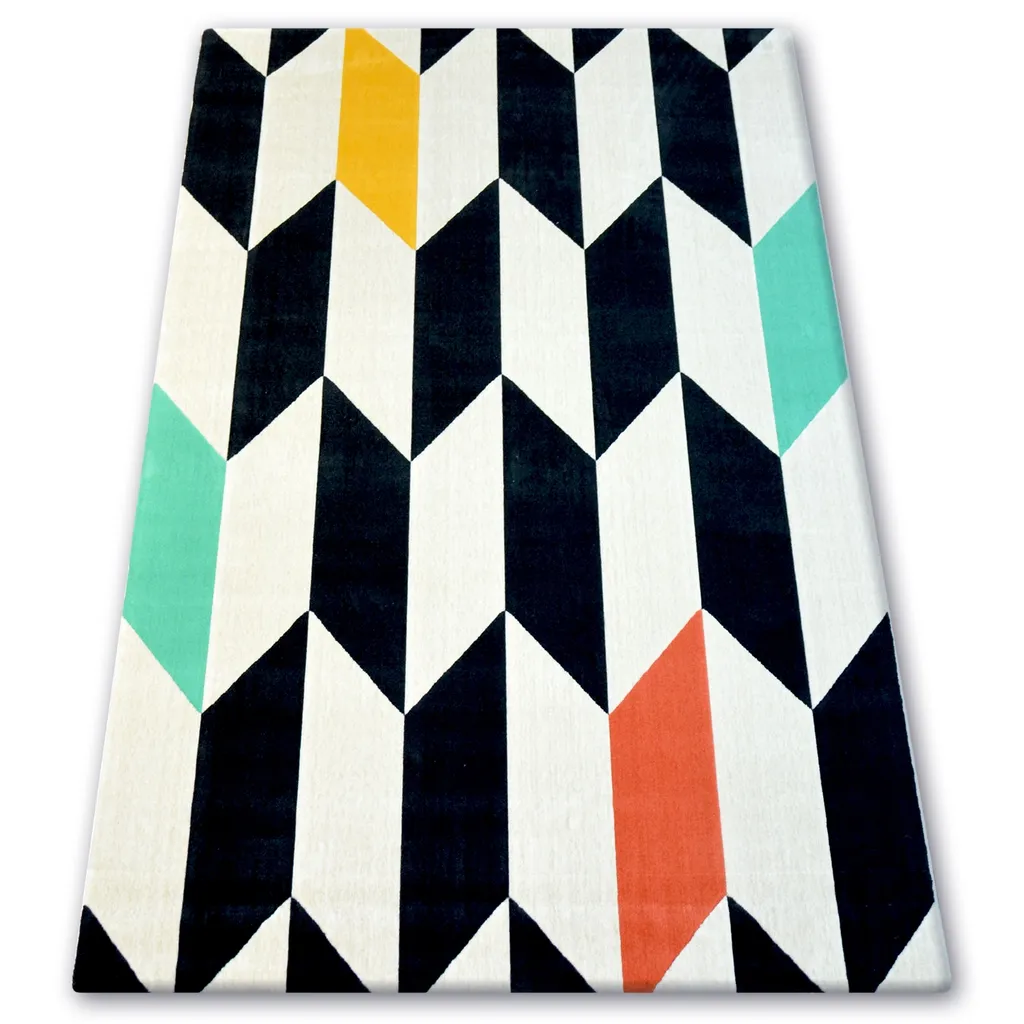 Tapis de Séjour pour Table à Manger Blanc Losanges - 160x230 cm