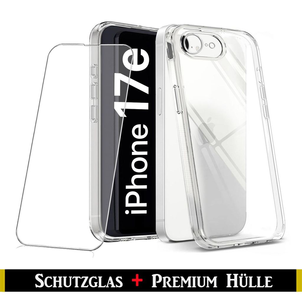 Für Apple iPhone 17e ( 6.1" ) Transparent Silikon Handy Schutz Hülle + 9H Panzerglas HD Schutzglas