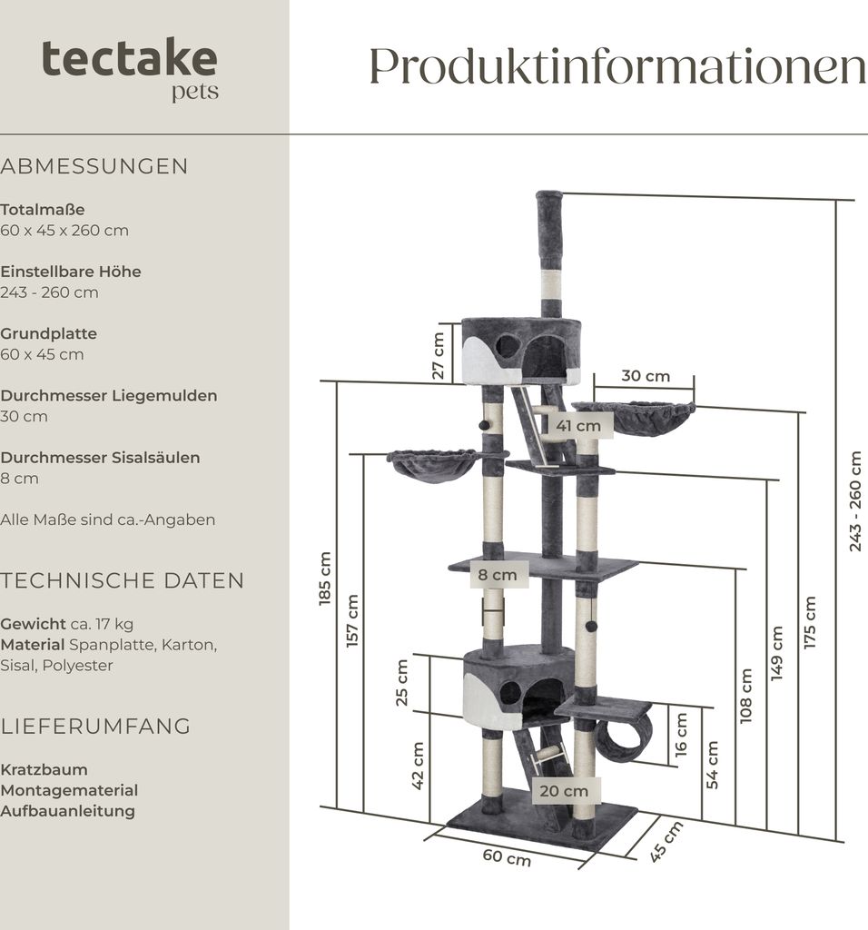 Kratzbaum Hansi 243 bis 260 cm inklusive 2 Treppen, 2 Produktbild 5